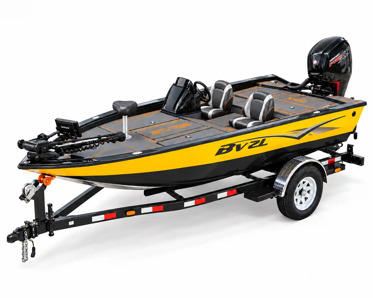 18-foot Aluminum Bass Fishing Boat front quarter view