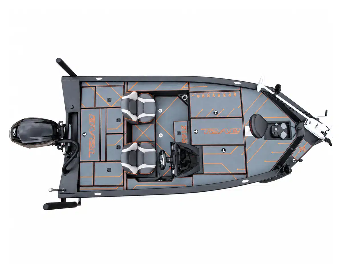 16-foot Aluminum Bass Fishing Boat overhead deck view