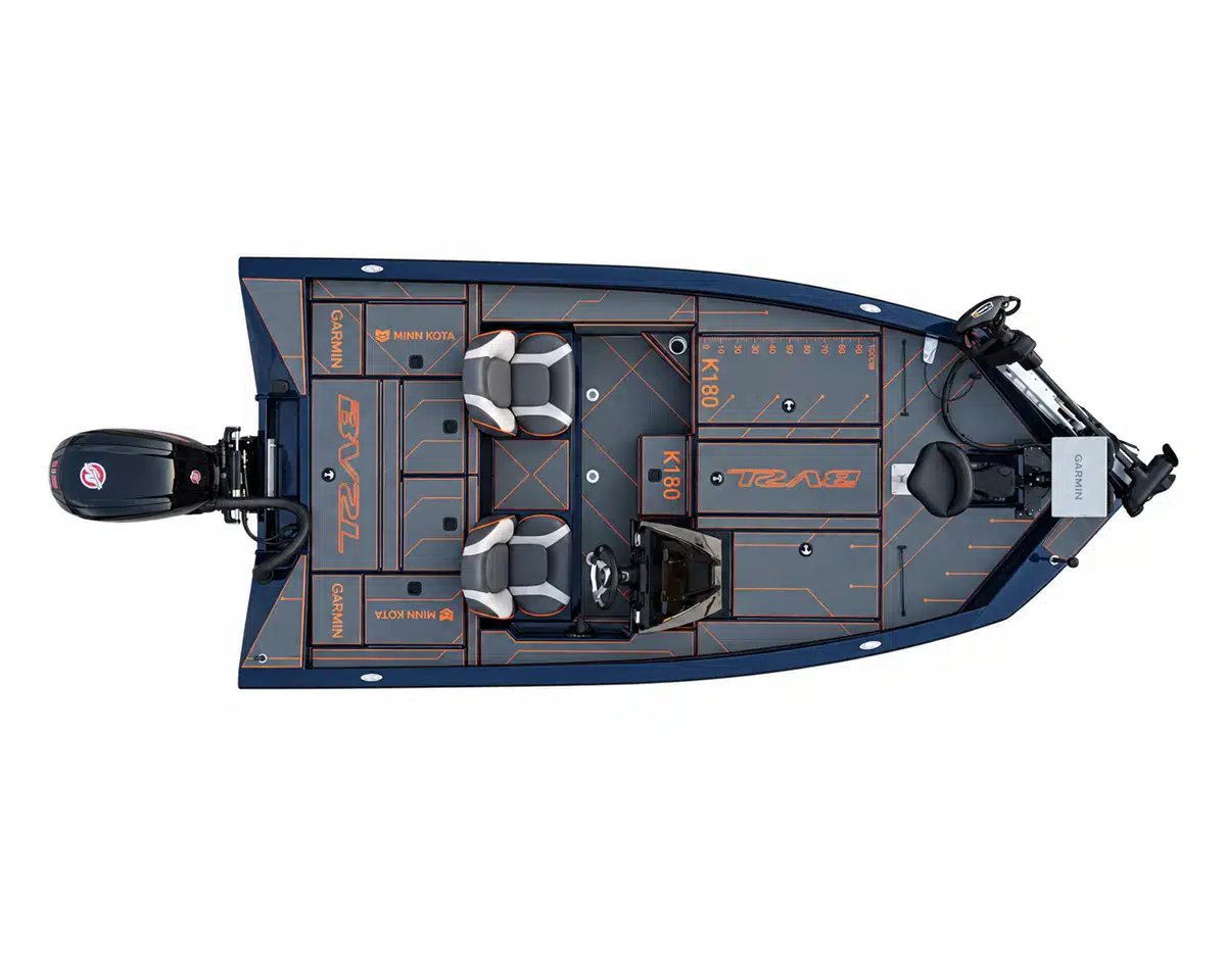 18-foot Aluminum Bass Fishing Boat overhead deck view