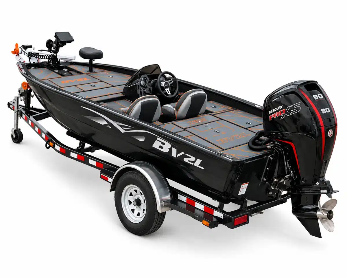16-foot Aluminum Bass Fishing Boat rear quarter view