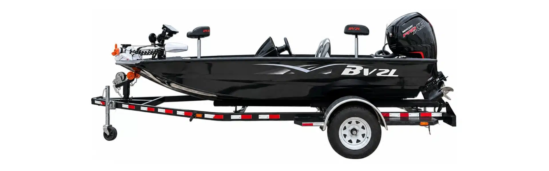 16-foot Aluminum Bass Fishing Boat side profile with trailer