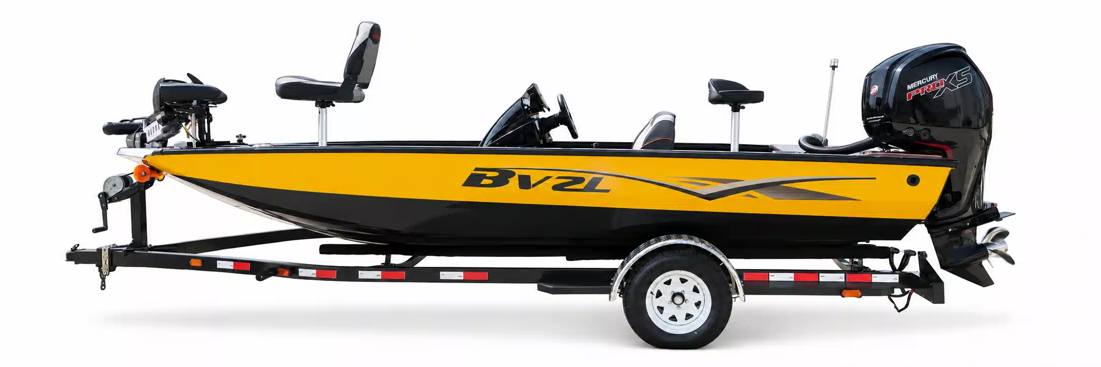 18-foot Aluminum Bass Fishing Boat and trailer side profile